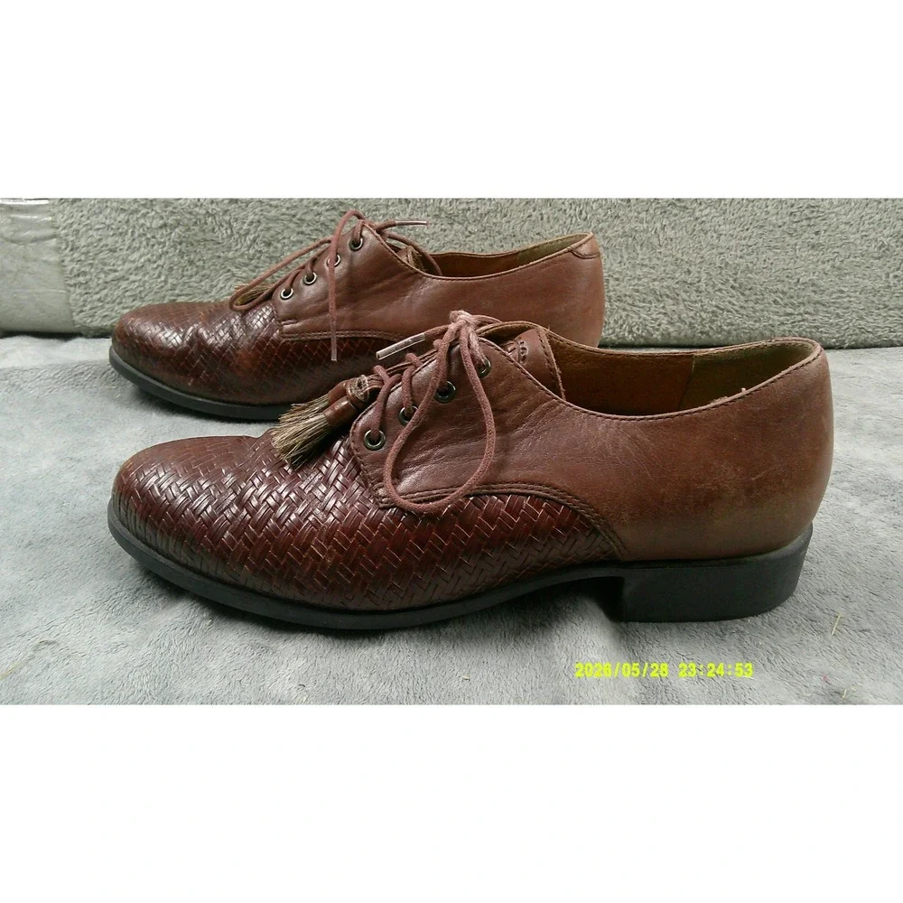 Ariat Woven Leather Oxford Mens‎ 8.5 Brown Good Tassel Lace Up Dress Shoes 16124